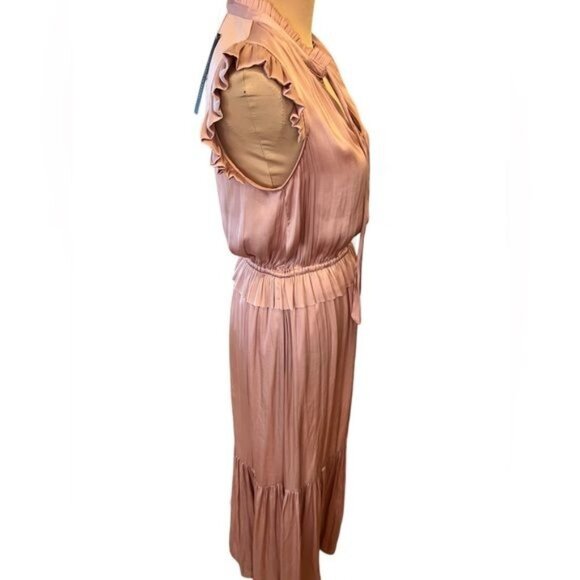 Banana Republic women’s maxi dress size 6 blush pink satin ruffle sleeveless NWT - Picture 6 of 15